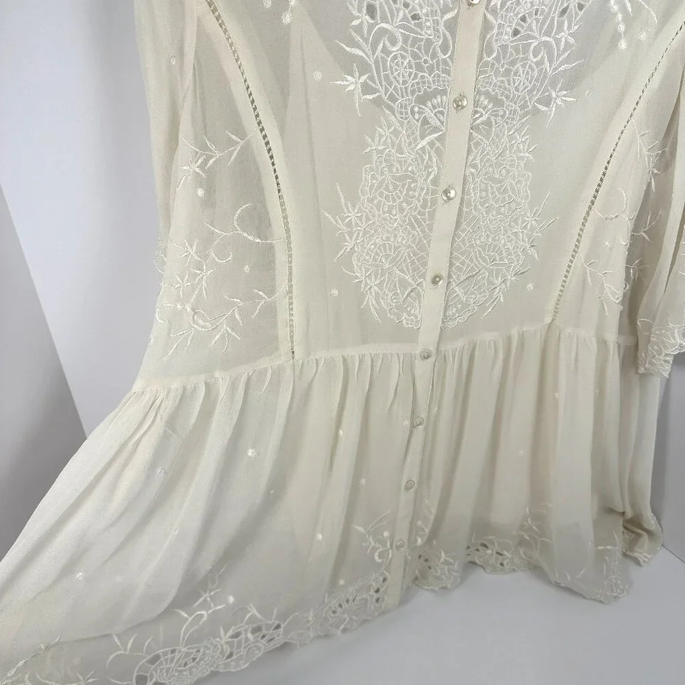 Sundance Silk Embroidered Peasant Blouse - Picture 3 of 4